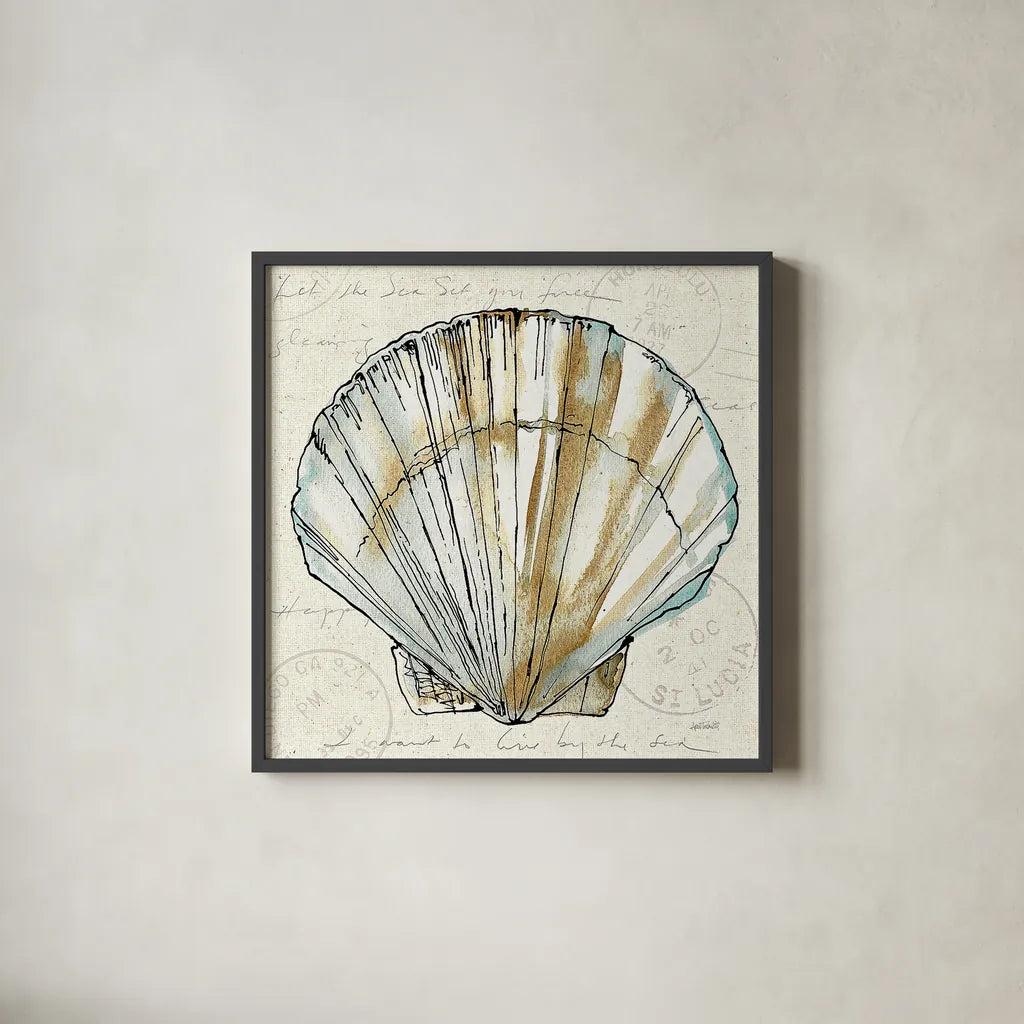 Coastal Breeze VII by Anne Tavoletti. Shown in a sleek black glass frame for a contemporary gallery look. Available as an archival giclee rolled canvas, fine art paper, or poster print. SKU 20658a.