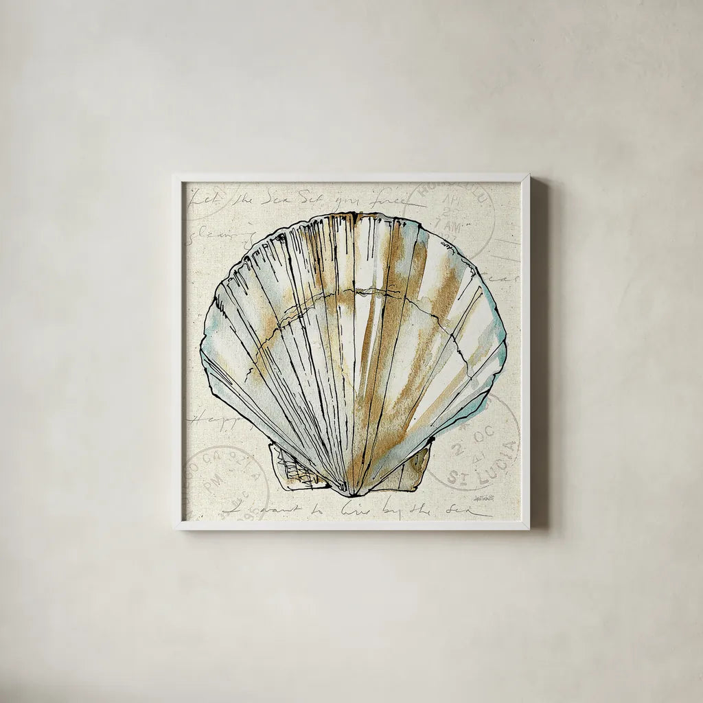 Coastal Breeze VII by Anne Tavoletti. Shown in a crisp white glass frame for a clean and minimalist style. Available as an archival giclee rolled canvas, fine art paper, or poster print. SKU 20658a.