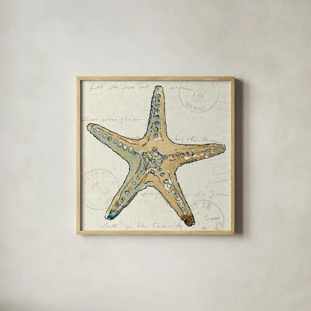 Coastal Breeze VIII by Anne Tavoletti. Shown in a natural wood glass frame for a timeless modern aesthetic. Available as an archival giclee rolled canvas, fine art paper, or poster print. SKU 20659a.