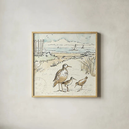 Coastal Breeze X by Anne Tavoletti. Shown in a natural wood glass frame for a timeless modern aesthetic. Available as an archival giclee rolled canvas, fine art paper, or poster print. SKU 20665a.