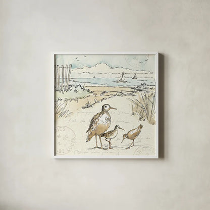 Coastal Breeze X by Anne Tavoletti. Shown in a crisp white glass frame for a clean and minimalist style. Available as an archival giclee rolled canvas, fine art paper, or poster print. SKU 20665a.