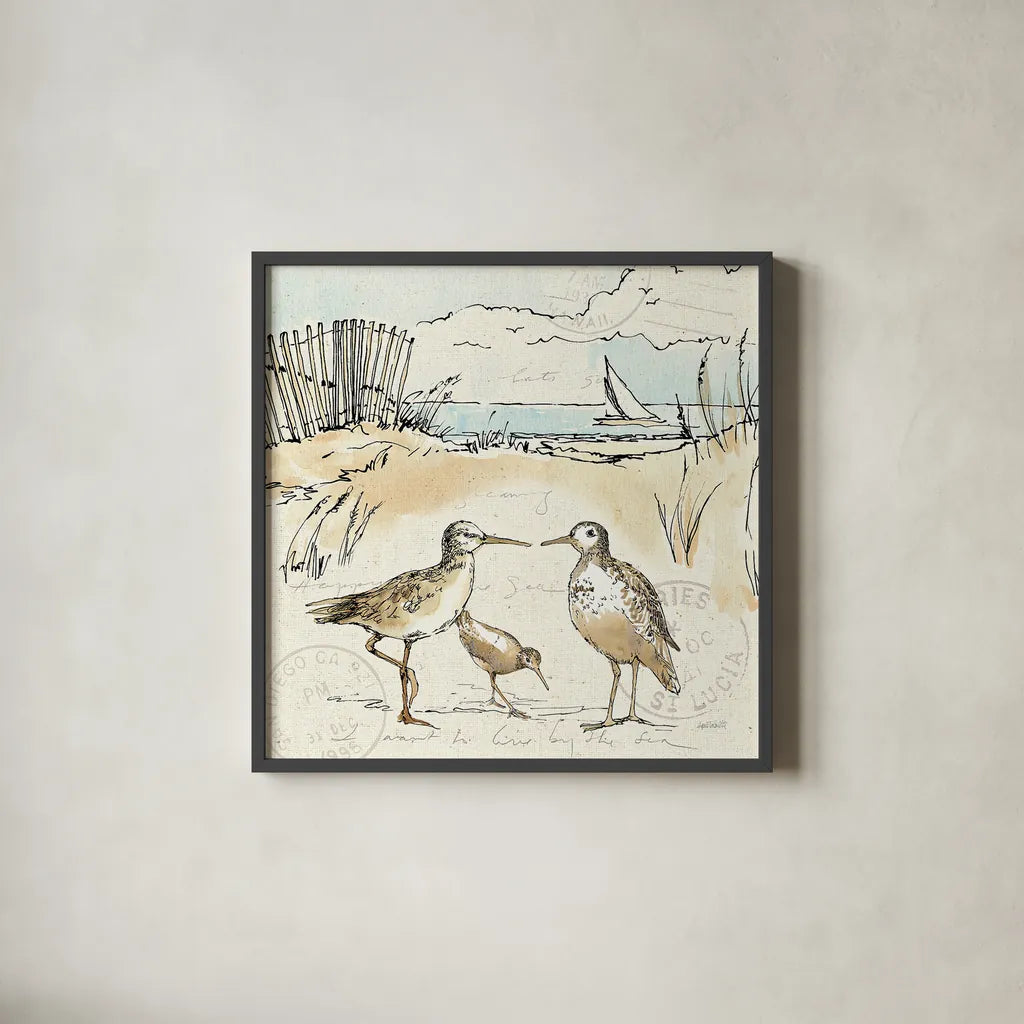 Coastal Breeze XI by Anne Tavoletti. Shown in a sleek black glass frame for a contemporary gallery look. Available as an archival giclee rolled canvas, fine art paper, or poster print. SKU 20666a.