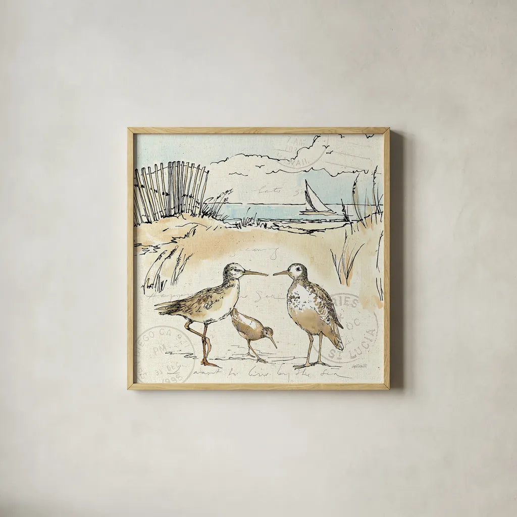 Coastal Breeze XI by Anne Tavoletti. Shown in a natural wood glass frame for a timeless modern aesthetic. Available as an archival giclee rolled canvas, fine art paper, or poster print. SKU 20666a.