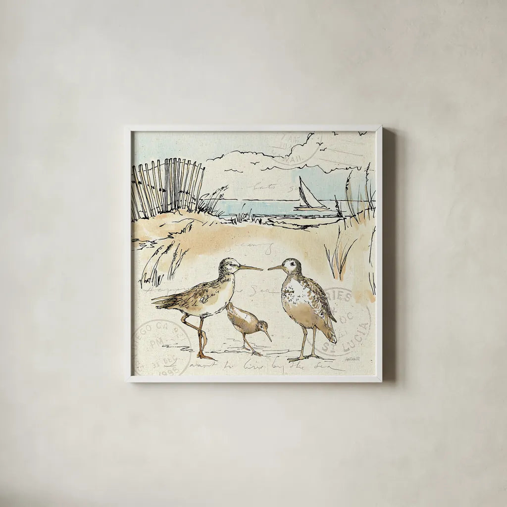 Coastal Breeze XI by Anne Tavoletti. Shown in a crisp white glass frame for a clean and minimalist style. Available as an archival giclee rolled canvas, fine art paper, or poster print. SKU 20666a.