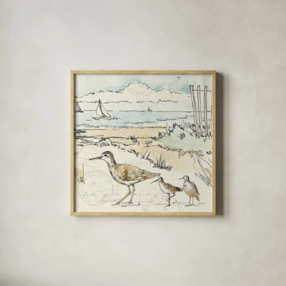 Coastal Breeze XII by Anne Tavoletti. Shown in a natural wood glass frame for a timeless modern aesthetic. Available as an archival giclee rolled canvas, fine art paper, or poster print. SKU 20667a.