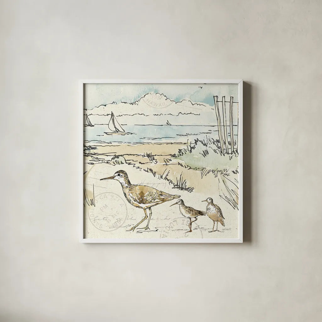 Coastal Breeze XII by Anne Tavoletti. Shown in a crisp white glass frame for a clean and minimalist style. Available as an archival giclee rolled canvas, fine art paper, or poster print. SKU 20667a.