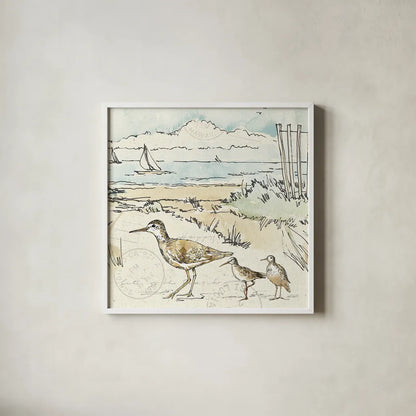 Coastal Breeze XII by Anne Tavoletti. Shown in a crisp white glass frame for a clean and minimalist style. Available as an archival giclee rolled canvas, fine art paper, or poster print. SKU 20667a.