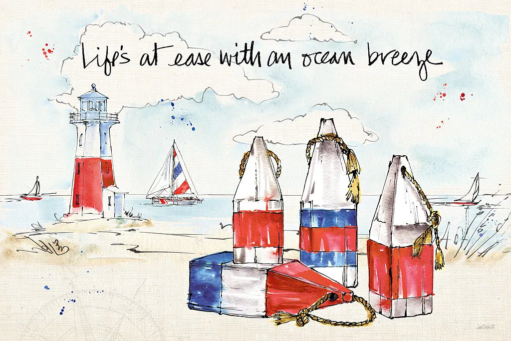 Coastal Buoys II by Anne Tavoletti. SKU 44750i. Archival Giclee Fine art print for wall decor.