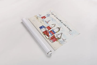 Coastal Buoys II by Anne Tavoletti. shown as a rolled paper print. Available as archival giclee rolled canvas, fine art paper, or poster print. SKU 44750i.