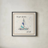 Coastal Buoys III v2 by Anne Tavoletti. Shown in a sleek black glass frame for a contemporary gallery look. Available as an archival giclee rolled canvas, fine art paper, or poster print. SKU 46158a.