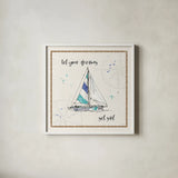 Coastal Buoys III v2 by Anne Tavoletti. Shown in a crisp white glass frame for a clean and minimalist style. Available as an archival giclee rolled canvas, fine art paper, or poster print. SKU 46158a.