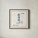 Coastal Buoys IV by Anne Tavoletti. Shown in a sleek black glass frame for a contemporary gallery look. Available as an archival giclee rolled canvas, fine art paper, or poster print. SKU 44752a.