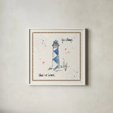 Coastal Buoys IV by Anne Tavoletti. Shown in a crisp white glass frame for a clean and minimalist style. Available as an archival giclee rolled canvas, fine art paper, or poster print. SKU 44752a.