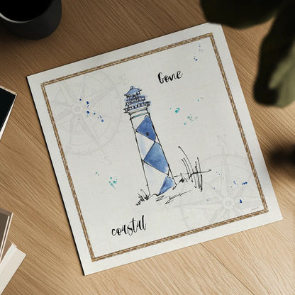 Coastal Buoys IV Coastal by Anne Tavoletti. Shown as a detailed flat fine art print, highlighting archival giclee quality. Available as an archival giclee rolled canvas, fine art paper, or poster print. SKU 46132a.