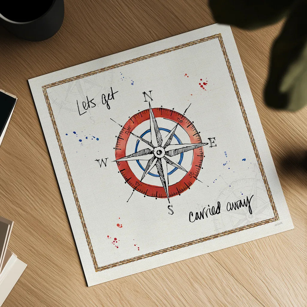 Coastal Buoys V by Anne Tavoletti. Shown as a detailed flat fine art print, highlighting archival giclee quality. Available as an archival giclee rolled canvas, fine art paper, or poster print. SKU 44753a.