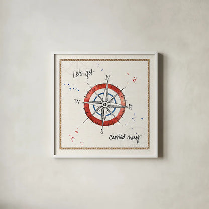 Coastal Buoys V by Anne Tavoletti. Shown in a crisp white glass frame for a clean and minimalist style. Available as an archival giclee rolled canvas, fine art paper, or poster print. SKU 44753a.