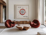 Coastal Buoys V by Anne Tavoletti. Shown as extra-large giant wall art in a modern living room. Available as an archival giclee rolled canvas, fine art paper, or poster print. SKU 44753a.