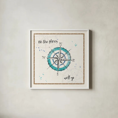 Coastal Buoys V Go by Anne Tavoletti. Shown in a crisp white glass frame for a clean and minimalist style. Available as an archival giclee rolled canvas, fine art paper, or poster print. SKU 46133a.