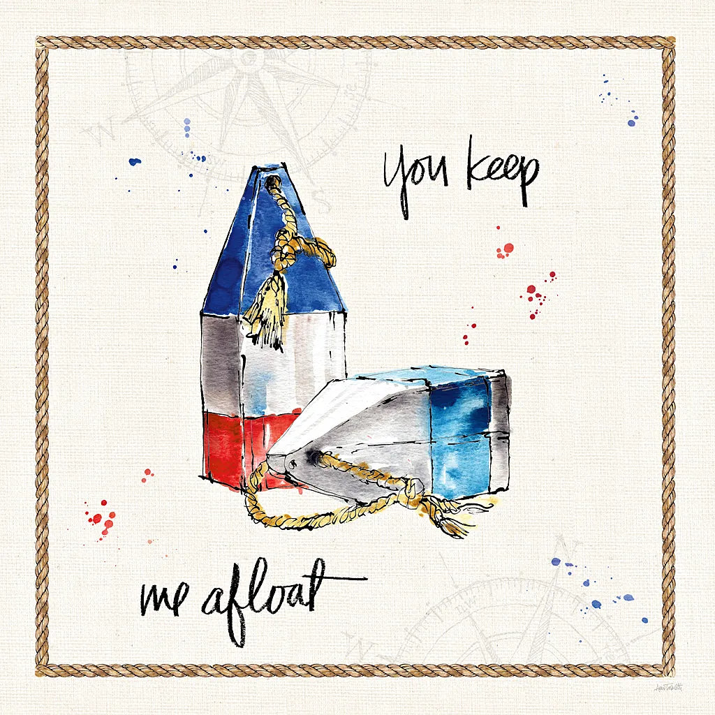 Coastal Buoys VI by Anne Tavoletti. SKU 44754a. Archival Giclee Fine art print for wall decor.