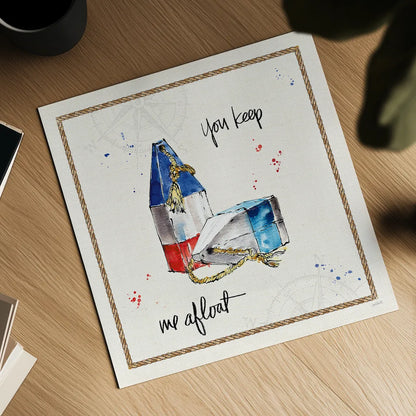 Coastal Buoys VI by Anne Tavoletti. Shown as a detailed flat fine art print, highlighting archival giclee quality. Available as an archival giclee rolled canvas, fine art paper, or poster print. SKU 44754a.