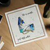 Coastal Buoys VI Life by Anne Tavoletti. Shown as a detailed flat fine art print, highlighting archival giclee quality. Available as an archival giclee rolled canvas, fine art paper, or poster print. SKU 46134a.
