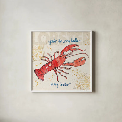 Coastal Catch I by Anne Tavoletti. Shown in a crisp white glass frame for a clean and minimalist style. Available as an archival giclee rolled canvas, fine art paper, or poster print. SKU 29964a.