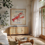 Coastal Catch I by Anne Tavoletti. Shown in a natural wood frame in a cozy modern living room. Available as an archival giclee rolled canvas, fine art paper, or poster print. SKU 29964a.