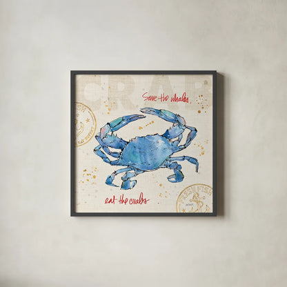 Coastal Catch II by Anne Tavoletti. Shown in a sleek black glass frame for a contemporary gallery look. Available as an archival giclee rolled canvas, fine art paper, or poster print. SKU 29965a.