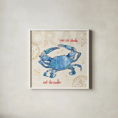 Coastal Catch II by Anne Tavoletti. Shown in a crisp white glass frame for a clean and minimalist style. Available as an archival giclee rolled canvas, fine art paper, or poster print. SKU 29965a.