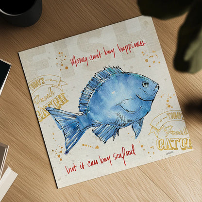 Coastal Catch III by Anne Tavoletti. Shown as a detailed flat fine art print, highlighting archival giclee quality. Available as an archival giclee rolled canvas, fine art paper, or poster print. SKU 29966a.