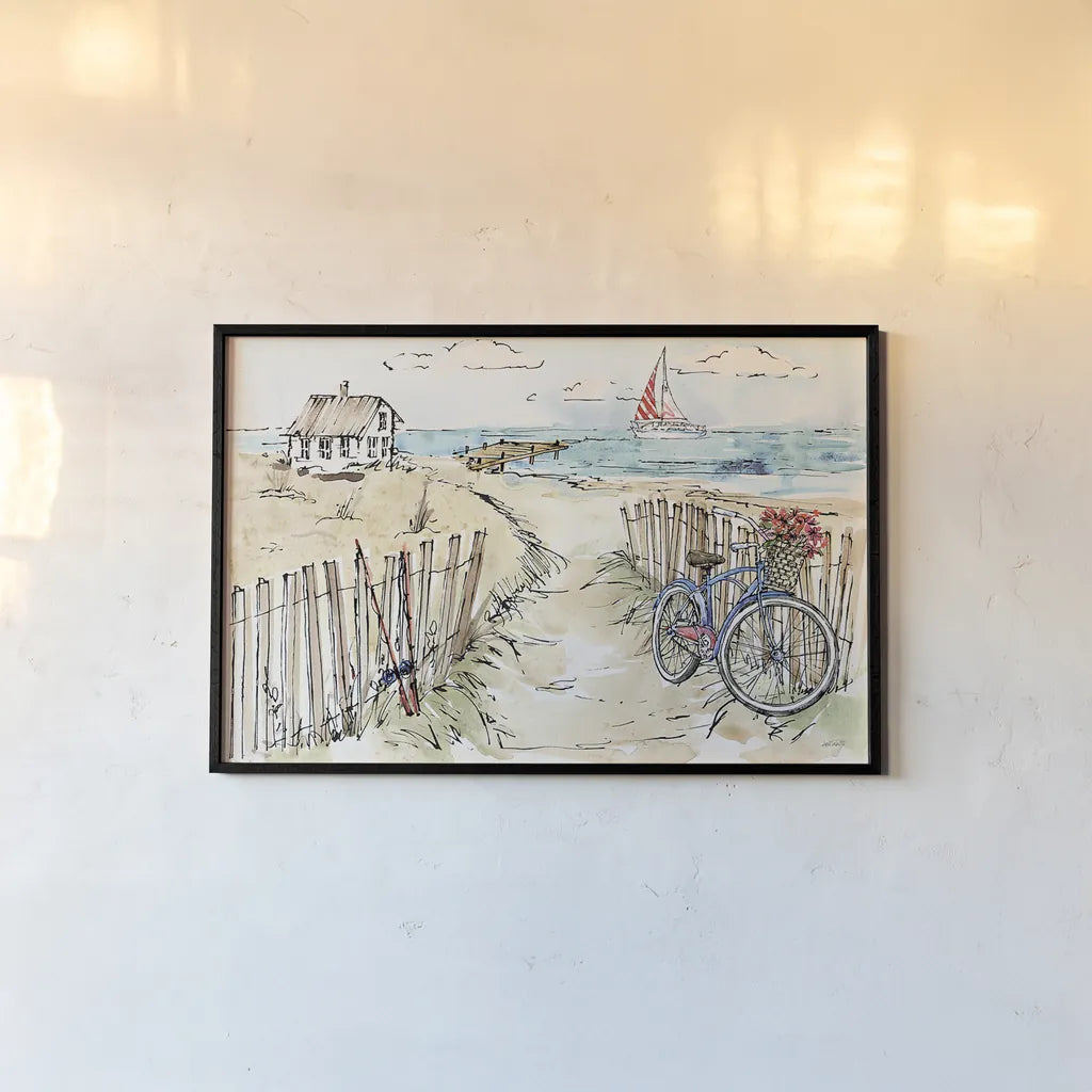 Coastal Catch V by Anne Tavoletti. shown as a paper print in a black flame. Available as a archival giclee rolled canvas, fine art paper, or poster print. SKU 29968i.