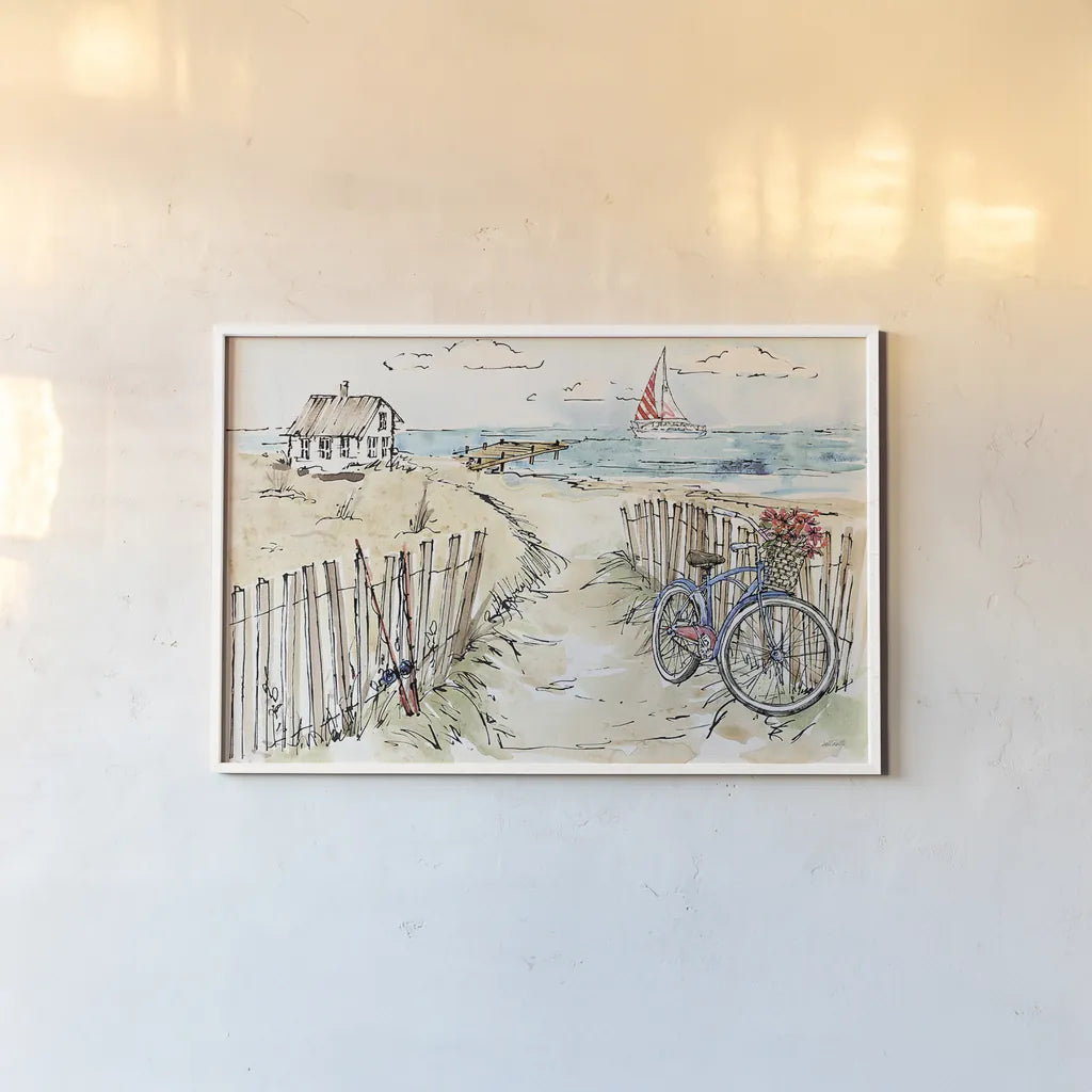 Coastal Catch V by Anne Tavoletti. shown as a paper print in a white frame. Available as a archival giclee rolled canvas, fine art paper, or poster print. SKU 29968i.