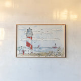 Coastal Life I by Anne Tavoletti. shown as a paper print in a natural frame. Available as a archival giclee rolled canvas, fine art paper, or poster print. SKU 27012i.