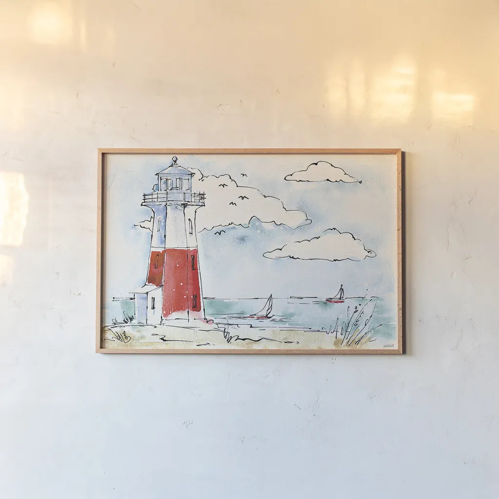 Coastal Life VII by Anne Tavoletti. shown as a paper print in a natural frame. Available as a archival giclee rolled canvas, fine art paper, or poster print. SKU 28344i.