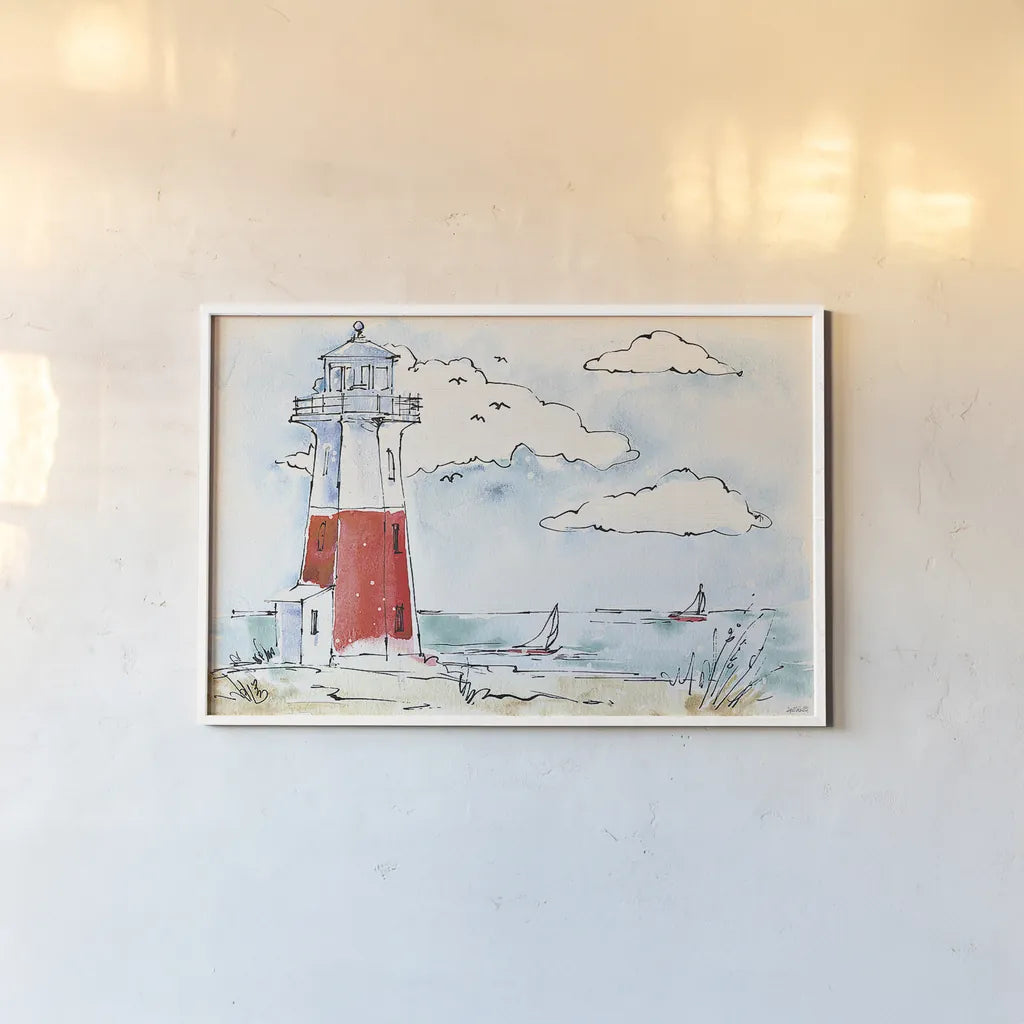 Coastal Life VII by Anne Tavoletti. shown as a paper print in a white frame. Available as a archival giclee rolled canvas, fine art paper, or poster print. SKU 28344i.