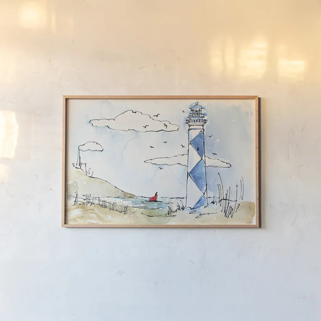 Coastal Life VIII by Anne Tavoletti. shown as a paper print in a natural frame. Available as a archival giclee rolled canvas, fine art paper, or poster print. SKU 28345i.