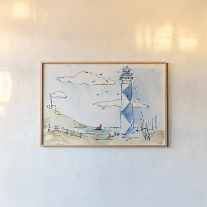 Coastal Life VIII by Anne Tavoletti. shown as a paper print in a natural frame. Available as a archival giclee rolled canvas, fine art paper, or poster print. SKU 28345i.