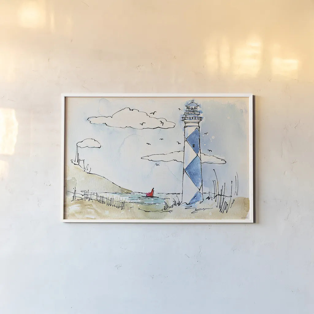 Coastal Life VIII by Anne Tavoletti. shown as a paper print in a white frame. Available as a archival giclee rolled canvas, fine art paper, or poster print. SKU 28345i.