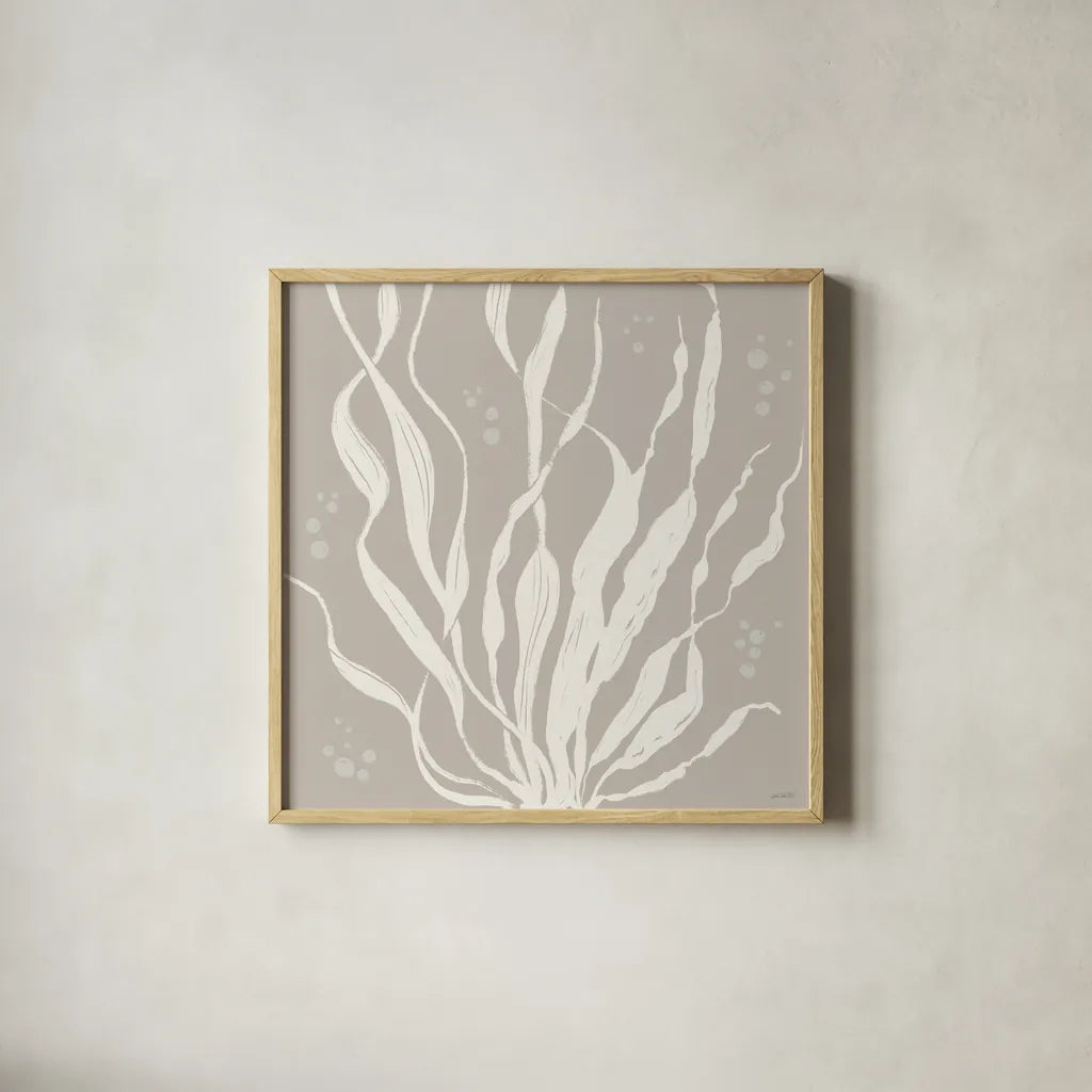 Coastal Seaside Style IV by Anne Tavoletti. Shown in a natural wood glass frame for a timeless modern aesthetic. Available as an archival giclee rolled canvas, fine art paper, or poster print. SKU 87163a.