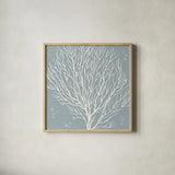 Coastal Seaside Style V by Anne Tavoletti. Shown in a natural wood glass frame for a timeless modern aesthetic. Available as an archival giclee rolled canvas, fine art paper, or poster print. SKU 87164a.
