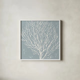 Coastal Seaside Style V by Anne Tavoletti. Shown in a crisp white glass frame for a clean and minimalist style. Available as an archival giclee rolled canvas, fine art paper, or poster print. SKU 87164a.