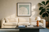 Coastal Seaside Style XII by Anne Tavoletti. Displayed in a glass frame with matte in a clean modern living room. Available as an archival giclee rolled canvas, fine art paper, or poster print. SKU 87165a.