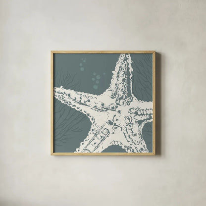 Coastal Seaside Style XIII by Anne Tavoletti. Shown in a natural wood glass frame for a timeless modern aesthetic. Available as an archival giclee rolled canvas, fine art paper, or poster print. SKU 87166a.