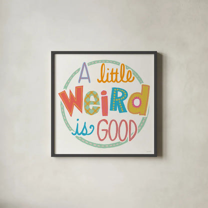 Colorful Sayings I by Anne Tavoletti. Shown in a sleek black glass frame for a contemporary gallery look. Available as an archival giclee rolled canvas, fine art paper, or poster print. SKU 89184a.