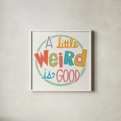 Colorful Sayings I by Anne Tavoletti. Shown in a crisp white glass frame for a clean and minimalist style. Available as an archival giclee rolled canvas, fine art paper, or poster print. SKU 89184a.