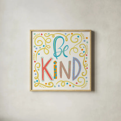 Colorful Sayings II by Anne Tavoletti. Shown in a natural wood glass frame for a timeless modern aesthetic. Available as an archival giclee rolled canvas, fine art paper, or poster print. SKU 89185a.