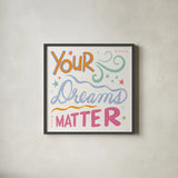 Colorful Sayings III by Anne Tavoletti. Shown in a sleek black glass frame for a contemporary gallery look. Available as an archival giclee rolled canvas, fine art paper, or poster print. SKU 89186a.