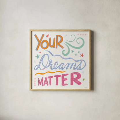 Colorful Sayings III by Anne Tavoletti. Shown in a natural wood glass frame for a timeless modern aesthetic. Available as an archival giclee rolled canvas, fine art paper, or poster print. SKU 89186a.