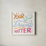 Colorful Sayings III by Anne Tavoletti. Shown in a crisp white glass frame for a clean and minimalist style. Available as an archival giclee rolled canvas, fine art paper, or poster print. SKU 89186a.