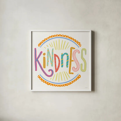 Colorful Sayings IV by Anne Tavoletti. Shown in a crisp white glass frame for a clean and minimalist style. Available as an archival giclee rolled canvas, fine art paper, or poster print. SKU 89187a.